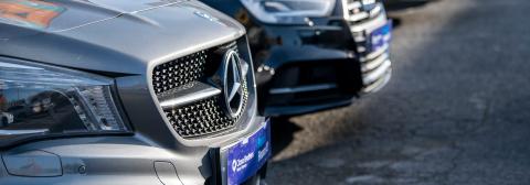 Close up of cars on forecourt