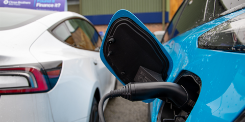 Blue EV charging with - desktop